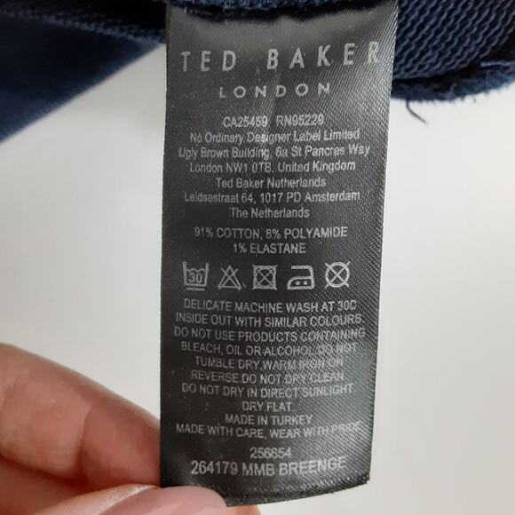 Ted Baker Breenge Button Through Sweatshirt Navy Blue Pullover Mens 38 Holiday - Picture 9 of 13